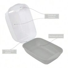 中號貓砂盆,配有密閉式抗臭箱和可開閉的門,包括鏟子 - 灰色 - 查看 7