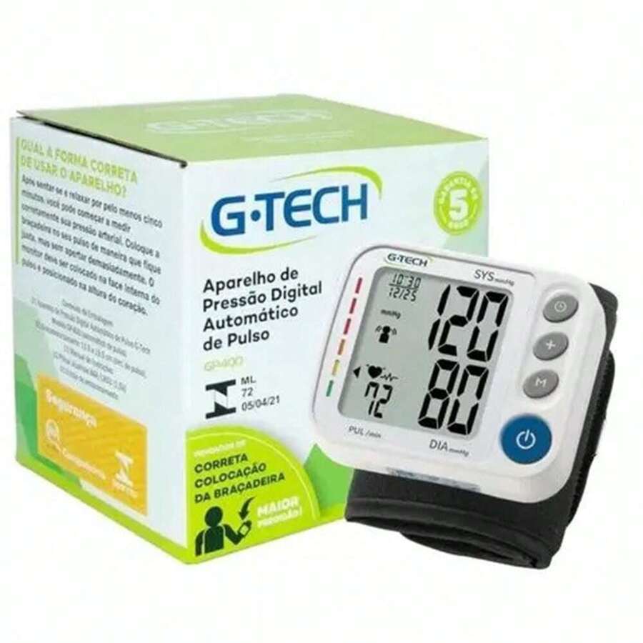 Aparelho Medidor de Pressão Arterial Digital - Medidor de Pulso - Pressão do sangue - G-Tech GP400 - Branco - Visão 1