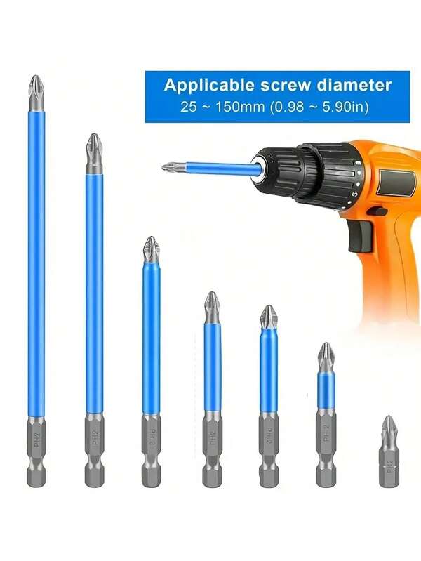 7pcs Screwdriver & Drill Bit Set, Crossshaped Antislip