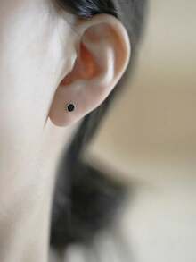 1對簡單、時尚、輕奢、精緻的不對稱方形和圓形耳環,深色琺瑯色s925鍍金14k黃金,適合女性日常佩戴或送禮 - 金色 - 查看 3