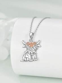 1個豪華時尚創意高地牛項鍊男女款卡通動物項鍊女式珠寶配件生日周年紀念禮物項鍊情人節聖誕節送給情侶和朋友的項鍊 - 銀色 - 查看 2