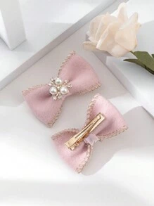 2pcs/set Butterfly Design Kids' Hair Clips - Pink - View 3