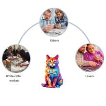 成人缓解压力彩色猫动物形状木制拼图，以及独特的生日/圣诞礼物拼图、拼图、圣诞节、圣诞节、拼图、猫、拼图、拼图、拼图、成人拼图