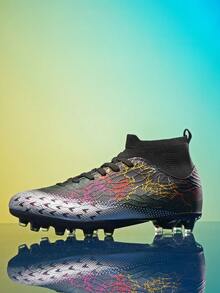 男士足球鞋,防滑釘專業高筒透氣運動靴,適合室內外tf場地,羅納爾多足球鞋 - 黑色 - 查看 8