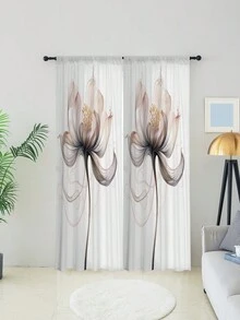 1入組3d花卉印花圖案窗簾 - 多樣化色 - 查看 1