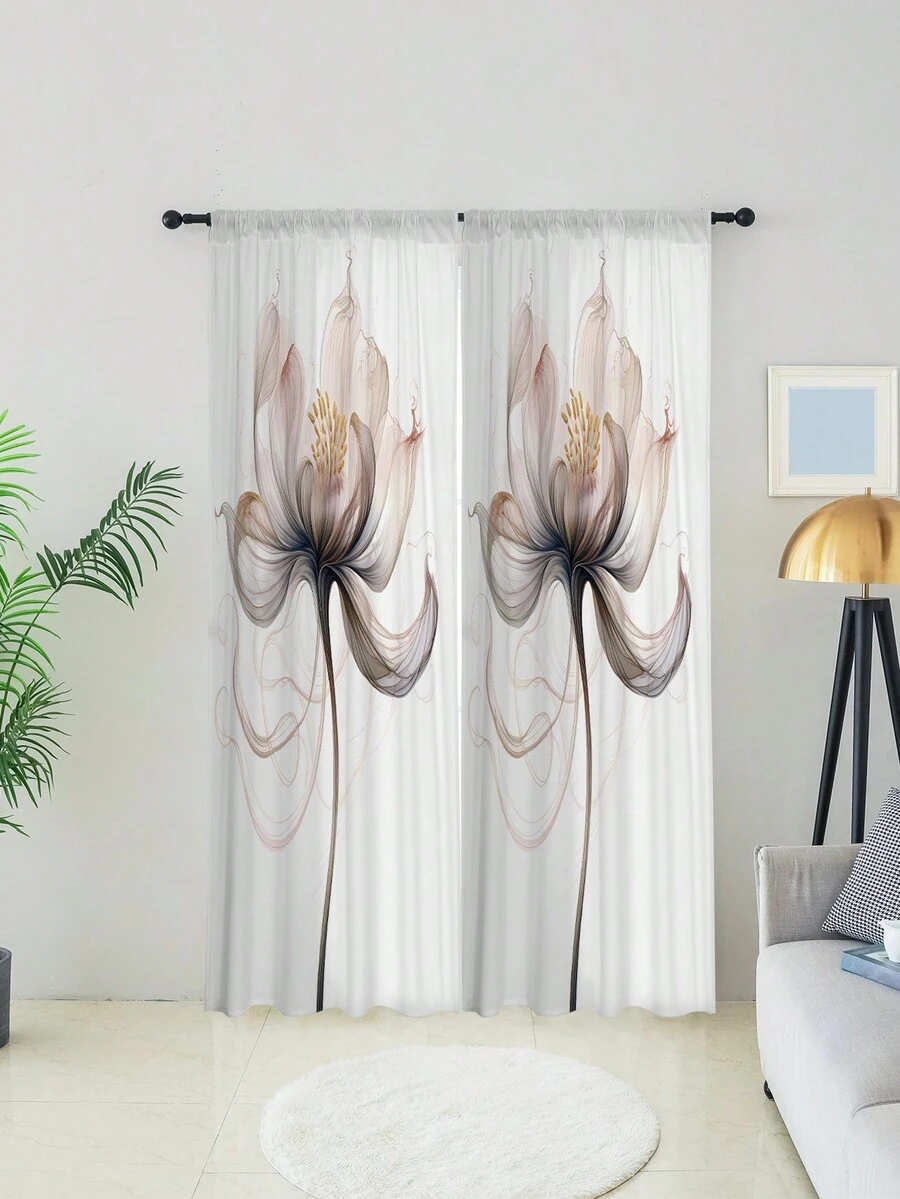 1入組3d花卉印花圖案窗簾 - 多樣化色 - 查看 1