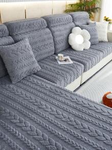 1 st. Verdikte warme zachte chenille jacquard pluche bankkussenhoes, zacht en huidvriendelijk, huisdierbestendige elastische bankhoes, winterse warme, zachte, krasbestendige 1/2/3/4 zits stofdichte bankrok, past op L-vormige en 1/2/3/4 zits banken (per stuk verkocht)