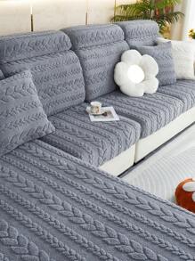 1 st. Verdikte warme zachte chenille jacquard pluche bankkussenhoes, zacht en huidvriendelijk, huisdierbestendige elastische bankhoes, winterse warme, zachte, krasbestendige 1/2/3/4 zits stofdichte bankrok, past op L-vormige en 1/2/3/4 zits banken (per stuk verkocht)