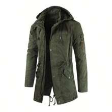 Chamarra Cazadora Afelpada De Gabardina Hombre A - Verde militar - Ver 2