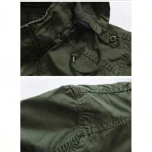 Chamarra Cazadora Afelpada De Gabardina Hombre A - Verde militar - Ver 4