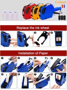 Digits Price Tag Gun With Labels Kit - Includes 5,000 Blank White Labels And 3 Ink Refill, Label Maker Numerical Pricing Gun Kit For Office, Retail Shop, Grocery Store, Organization Marking(Blue) - Blue - View 3