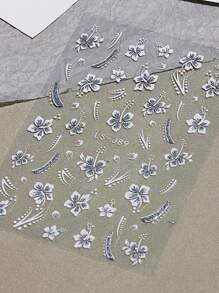 2 件裝 3d 芙蓉花指甲貼夏季裝飾花朵指甲貼花熱帶樹葉滑塊美甲箔 - 彩色 - 查看 7