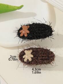 2入組閃亮泰迪熊髮夾，鱷魚夾，側邊夾，可愛甜美的學生裝飾髮飾，適用於日常穿著，節日派對，送禮佳品