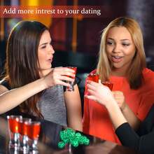 50入組16mm發光骰子,附黑色絨布袋,適用於桌上遊戲,主題派對,娛樂禮品和寵物創意禮品 - 青碧色 - 查看 6