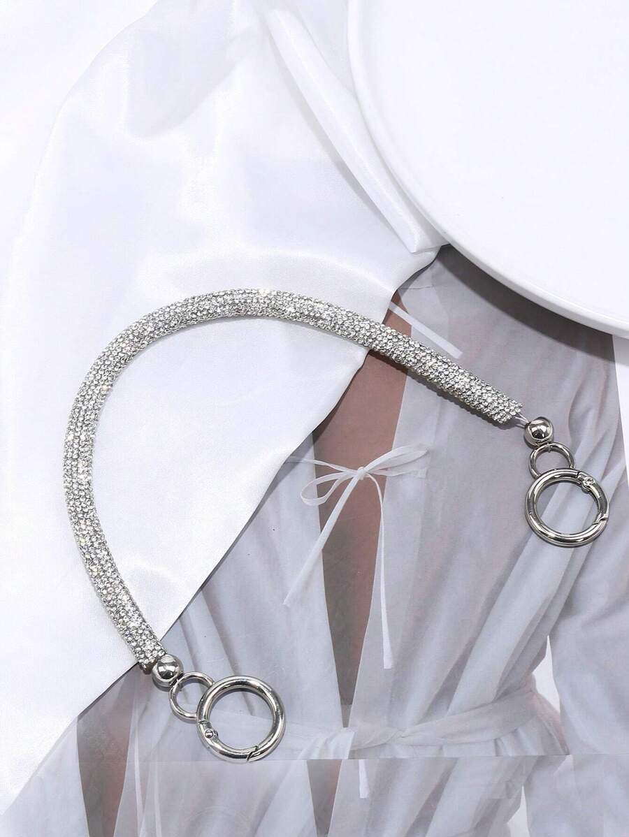 1 Túi xách nữ thời trang lấp lánh phong cách kim cương giả với dây chuyền kim cương nhân tạo thích hợp cho những dịp buổi tối và sử dụng hàng ngày Vòng lặp mở phù hợp với tất cả các loại túi - Bạc - Xem 1