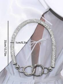 1 Túi xách nữ thời trang lấp lánh phong cách kim cương giả với dây chuyền kim cương nhân tạo thích hợp cho những dịp buổi tối và sử dụng hàng ngày Vòng lặp mở phù hợp với tất cả các loại túi - Bạc - Xem 4