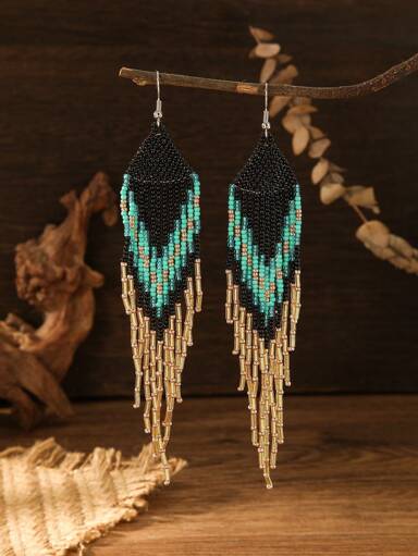 手作り ビーズ タッセル ボヘミアン スタイル ピアス