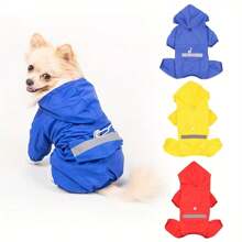 Pet Raincoat For Dogs And Cats, Outdoor Four-Legged Coat For Corgis, Teddys, Etc. With Leash Hole - Yellow - View 5