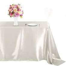 1 pieza Mantel rectangular de satén de 55*120 pulgadas, decoración de mesa de tela suave y brillante adecuada para bodas, novias, fiestas de cumpleaños y de graduación - Blanco - Ver 2