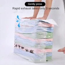 1pc Air-free Three-dimensional Vacuum Compression Bag Quilt Clothes Vacuum Storage Bag Vacuum Bag - Clear - View 4