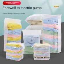 1pc Air-free Three-dimensional Vacuum Compression Bag Quilt Clothes Vacuum Storage Bag Vacuum Bag - Clear - View 1