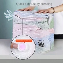 1pc Air-free Three-dimensional Vacuum Compression Bag Quilt Clothes Vacuum Storage Bag Vacuum Bag - Clear - View 2