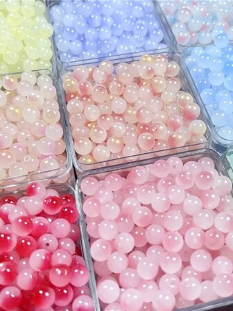 50 顆/8 毫米 DIY 珠子，玻璃果凍氣泡圓珠手工 DIY 手鍊項鍊手機鏈手鍊珠寶散珠珠寶配件