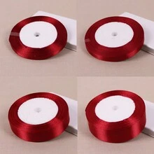1入組25碼/22米的酒紅色緞帶,適合婚禮派對裝飾、禮品包裝、聖誕節、新年、服裝手工縫紉材料diy