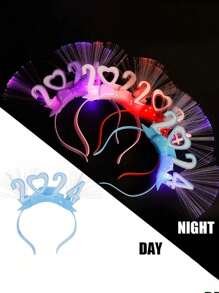 1PC 2024 Happy New Year Crowned Head Band New Year Decorative Gift Headwear Sparkling Hair Ornament, Random Colors, Suitable for Party and Carnival - Multicolor - View 4