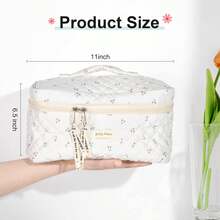 2pcs Coquette Makeup Bag Coquette Aesthetic Cosmetic Bag Large Travel Makeup Organizer Cute Pouch Cotto Kawaii Toiletry Bag - 白色 - 查看 3
