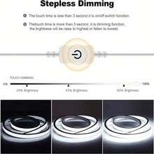 1m/2m/3m/5m 5v Usb 霓虹燈 Led 條燈觸摸可調光防水柔性 Led 霓虹燈帶燈矽膠管適用於浴室臥室櫥櫃家居裝飾房間電視 - 白光 - 查看 5