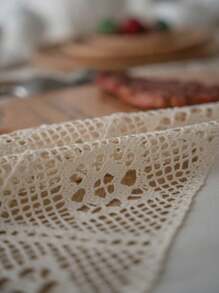 Bubaba 1pc Rectangular Tablecloth, Bohemian Farmhouse Style Handwoven Polyester With Beige Tassels, Home Decor Dining Mat For Table, Picnic, Party, Restaurant, Kitchen, Bedroom, All Seasons - Milky White - View 7