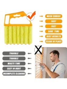 1pc Yellow Mini Blind Cleaning Brush, Suitable For Cleaning Air Conditioning, Car Vent - Yellow - View 4