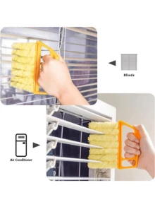 1pc Yellow Mini Blind Cleaning Brush, Suitable For Cleaning Air Conditioning, Car Vent - Yellow - View 3