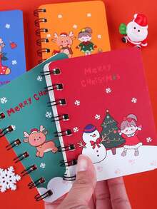 1pc Random Christmas Spiral Notebook, Stationery Memo Pad - Multicolor - View 8