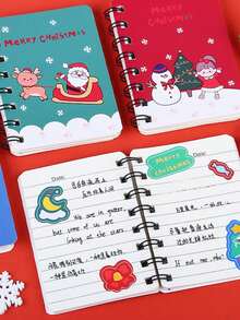 1pc Random Christmas Spiral Notebook, Stationery Memo Pad - Multicolor - View 9