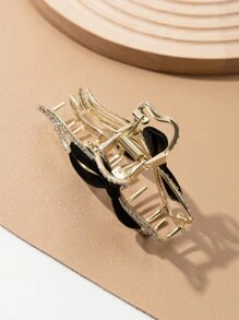 1入組絨面貝殼花結髮爪女士配飾,鑲有鑽石,非常適合秋冬季節 - 彩色 - 查看 3