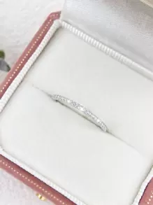 1枚简约闪亮单环纯银立方氧化锆女士珠宝永恒戒指，优雅珠宝礼品，适合女士日常装饰 - 銀色 - 查看 10