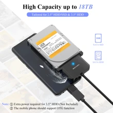 USB3.0 转 SATA III 硬盘连接线，SATA 转 USB A 5Gbps 转换器，适用于 2.5 英寸/3.5 英寸 HDD/SSD 的外置硬盘连接器 - 黑色 - 查看 4