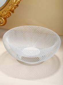 1pc Simple And Creative Double Layer Metal Fruit Basket, Home Living Room Table Fruit Plate Decoration - White - View 2
