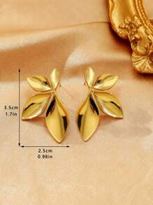 1 Paar goldene Edelstahl Blatt-Blumen Ohrstecker, geeignet für den täglichen Gebrauch
