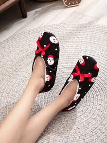 女士家居拖鞋秋冬保暖鞋落地鞋靜音軟底鞋鞋面紋理方向隨機 - 黑色 - 查看 3