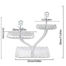 三層甜點托盤,多功能水果盤,家庭客廳零食盤,糖果和蛋糕展示架 - 白色 - 查看 3