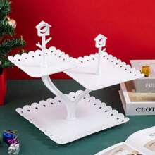 三層甜點托盤,多功能水果盤,家庭客廳零食盤,糖果和蛋糕展示架 - 白色 - 查看 6