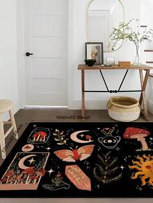 1Pc Vintage Living Room Plant Printed Rug Soft Washable Area Rug Decorative Floor Mat For Bedroom Living Room Bathroom Home Decor - Multicolor - View 9