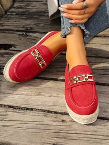 Của phụ nữ Thoải mái Dệt Giày phẳng , 2023 Phong cách mới Đế dày Tăng Chiều Cao Giày dép , Giải trí Giày dép Cái đó Lốp xe Của bạn Đôi chân - Đỏ - Xem 6