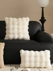 1 件 100% 涤纶纯色毛绒抱枕套，可爱简约风格，背面采用纯色毛绒面料，适合客厅或卧室 - 米色 - 查看 5