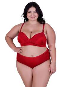 Plus Size Bra & Panty Sets - 紅色 - 查看 1