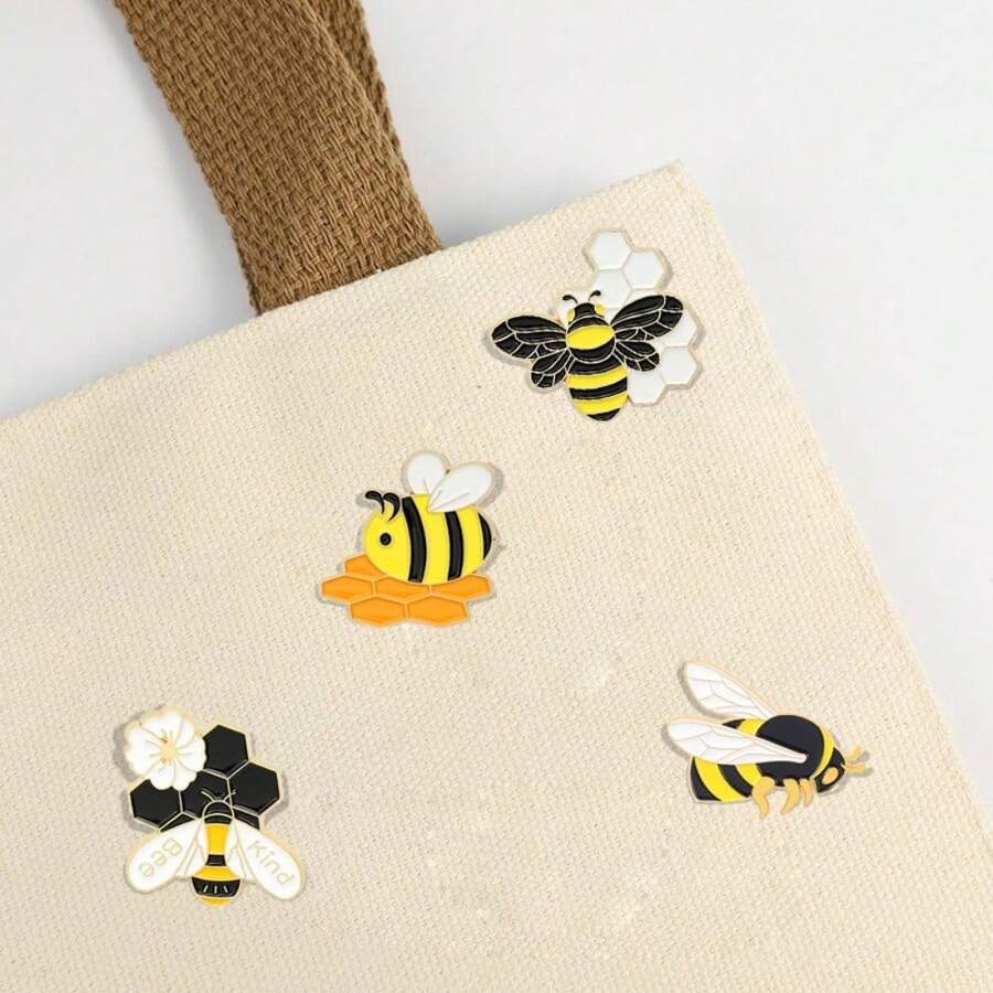 4 cái/bộ Phim hoạt hình sáng tạo Dễ thương Hình con ong Trâm cài Đối với Trẻ em , Hằng ngày Quần áo Và Cái túi Đồ trang trí - Nhiều màu - Xem 1