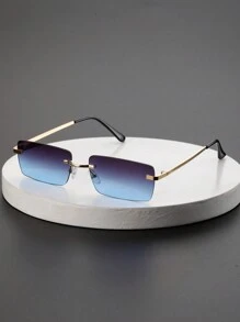 1pc Men Metal Square Rimless Tinted Frame Fashion Glasses For Outdoor Travel Daily Life Clothing Accessories - Multicolor - View 1